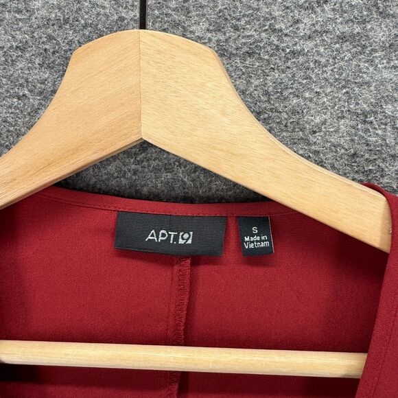 Apt. 9 Blouse Women S Small Red Zipper V-Neck Long Sleeve Casual Solid Comfort - Picture 3 of 7